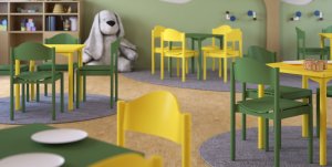 kindergerechter Stühle und Tische aus Massivholz für Kindergärten geeignet