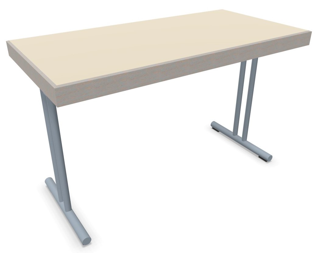 kleiner Seminartisch (120 x 60 cm) mit einem einklappbaren T-Fuß-Gestell 