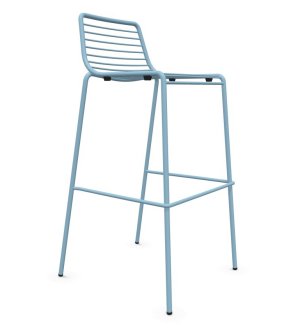 witterungsbeständiger Metall-Barhocker blau für Außenbereich