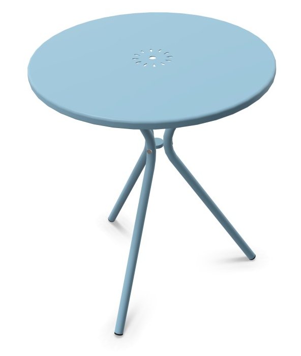 runder Metall-Gartentisch hellblau