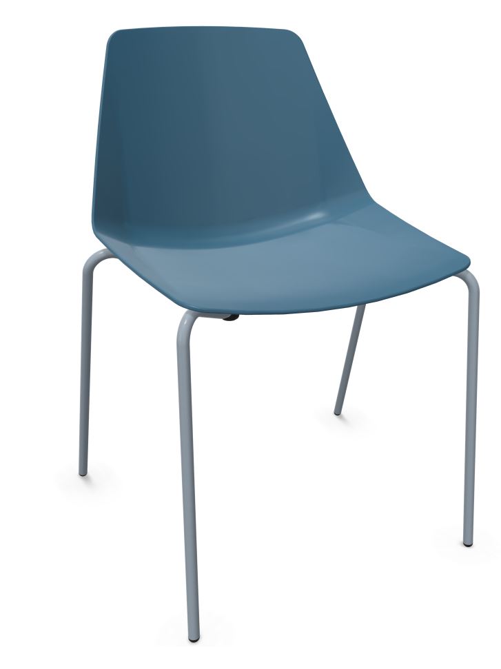 robuster Stuhl für Wartezimmer blaue Sitzschale