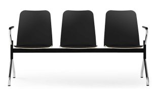 Dreisitzer-Traversenbank für das Wartezimmer pflegeleicht Holz-Sitzschalen mit Ablagetisch