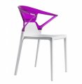 stapelbarer Gartenstuhl weiße Sitzfläche und Rückenlehne transparent violett