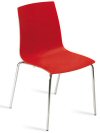 stapelbarer Stuhl mit roter Sitzschale