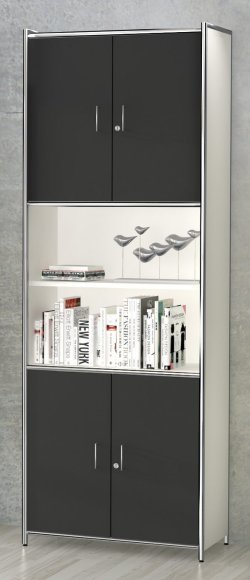 hoher Büroschrank Höhe  220 cm  6 Aktenordnerhöhen mit abschließbaren Holztüren