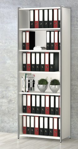 extra hoher und offener Büro-Regalschrank in 6 Ordnerhöhen