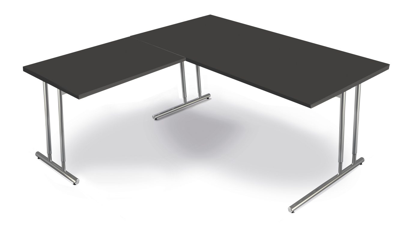 winkelförmiger Schreibtisch 200 x 200 cm mit Kabelwanne und höhenverstellbar