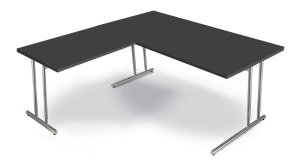 großflächiger Winkelschreibtisch 200 x 200 cm mit integrierten Kabelkanäle