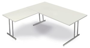 großflächiger Winkelschreibtisch 200 x 200 cm mit integrierten Kabelkanäle