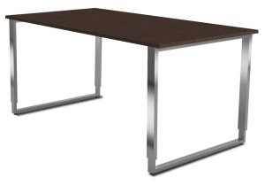 Moderner Schreibtisch mit höhenverstellbaren Bügelgestell Wenge-Tischplatte mit Kabelkanal