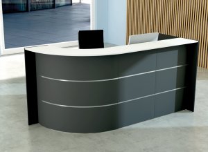 Preiswerte robuste Empfangstheke mit Sitz-Steharbeitsplatz
