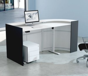 kleine Empfangstheke Breite: 232 cm mit einem Sitz- u. Steharbeitsplatz