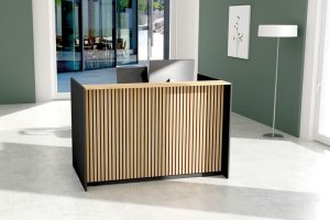 Moderne Büro-Empfangstheke mit Sitz- u. Steharbeitsplatz