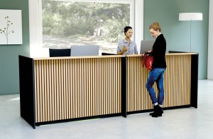 preiswerte Empfangstheke mit zwei Sitz- u. Steharbeitsplätzen