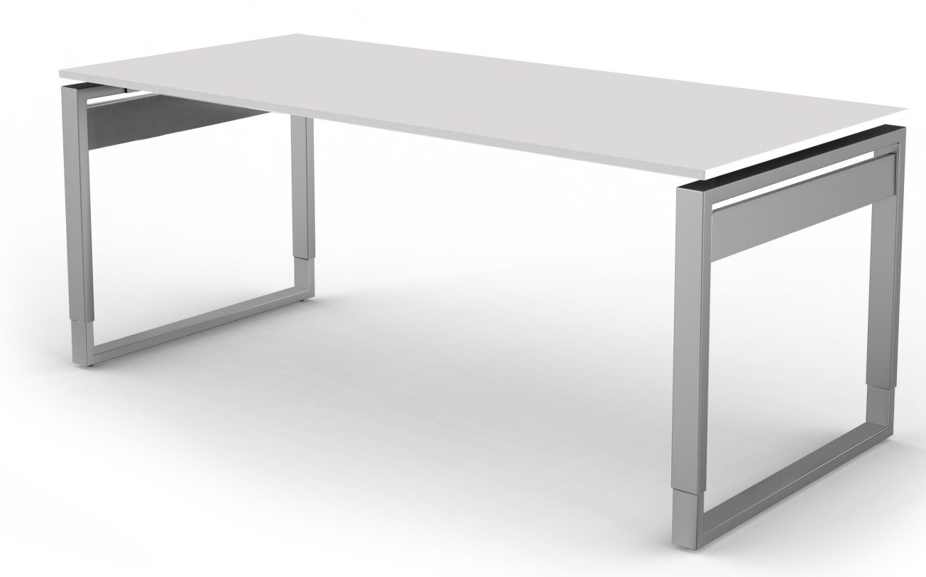 Bügelgestell-Schreibtisch höhenverstellbar kratzfeste Tischplatte mit Kabelkanal