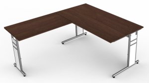 höhenverstellbarer Winkelschreibtisch (160 x 180 cm) Tischplatte in Wenge-Holzdekor