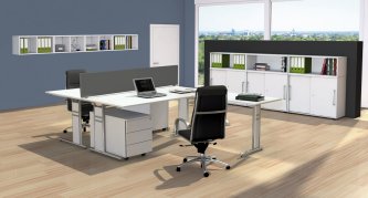 2-Schreibtisch mit Trennwand