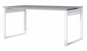 Bügelgestell-Schreibtisch höhenverstellbar mit großem Kabelkanal und Kabeldurchlass