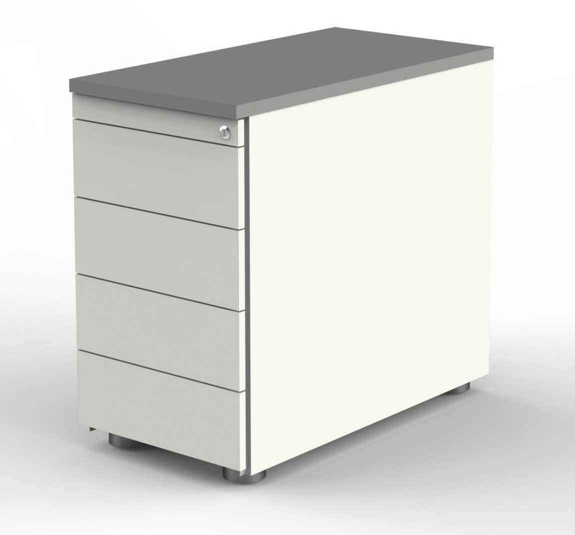 abschließbarer-höhenverstellbarer Untertischcontainer mit 4 Stahlschubladen