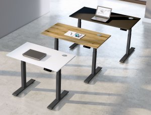 kleiner elektrisch höhenverstellbarer Sitz-Steharbeitstisch für Homeoffice