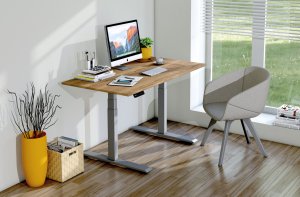 Sitz-Stehschreibtisch geringe Stelltiefe für Home-Office geeignet