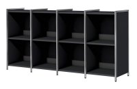anthrazitfarbenes Bürosideboard mit 8 offene Schrankfächer