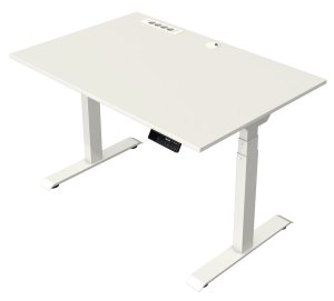 kleiner Sitz-Stehbürotische weiß mit 4-fach-Steckdose, USB-Anschlüsse