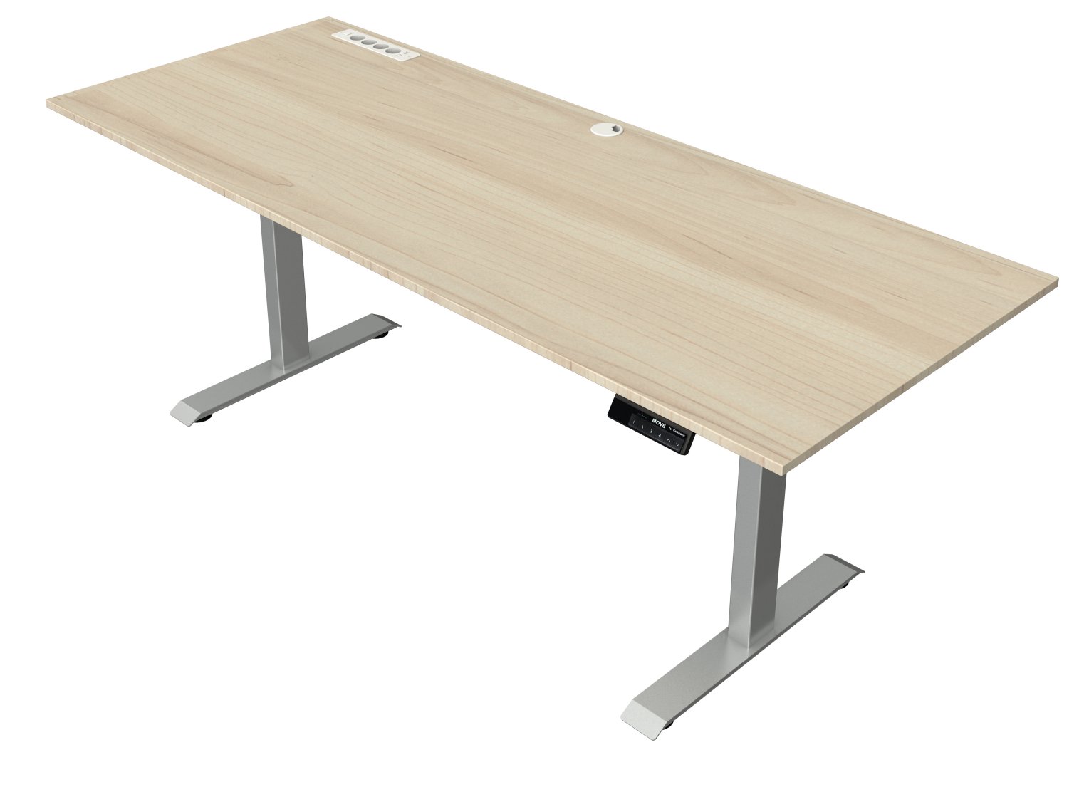 Großer preiswerter Sitz-Stehbürotisch integrierte USB-Strom-Anschlüsse 4 speicherbare Tischhöhen