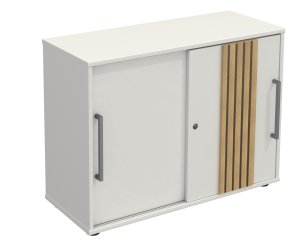 moderner Büroschrank mit abschließbaren Schiebetüren schallabsorbierend