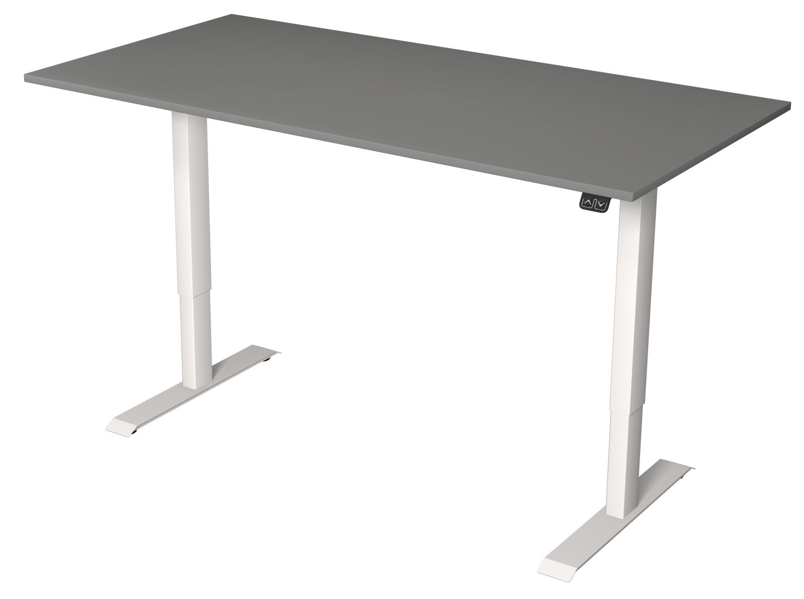 preiswerter Sitz-Stehschreibtisch 160 x 80 cm anthrazitfarbene Tischplatte