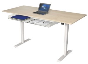 Sitz-Stehschreibtisch Ahorn-Tischplatte mit ausziehbarer Untertischschublade