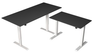 Sitz-Stehschreibtisch mit Beistelltisch und anthrazitfarbenen Tischplatten