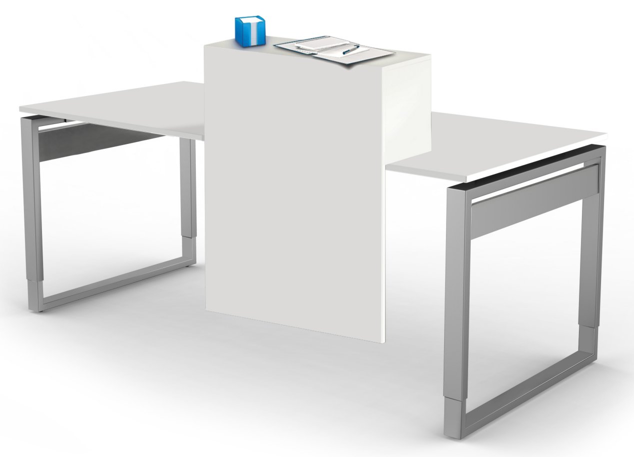 Bügelgestell-Büroschreibtisch mit Thekenaufsatz
