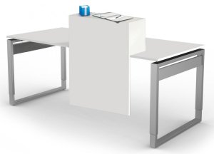 Büroschreibtisch mit Sichtschutz-Thekenaufsatz