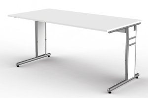 höhenverstellbarer Büroschreibtisch mit großem Kabelkanal für Steckdosenleisten