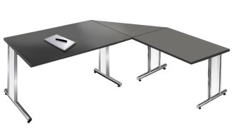 moderner Winkelschreibtisch mit robuster Tischplatte anthrazit
