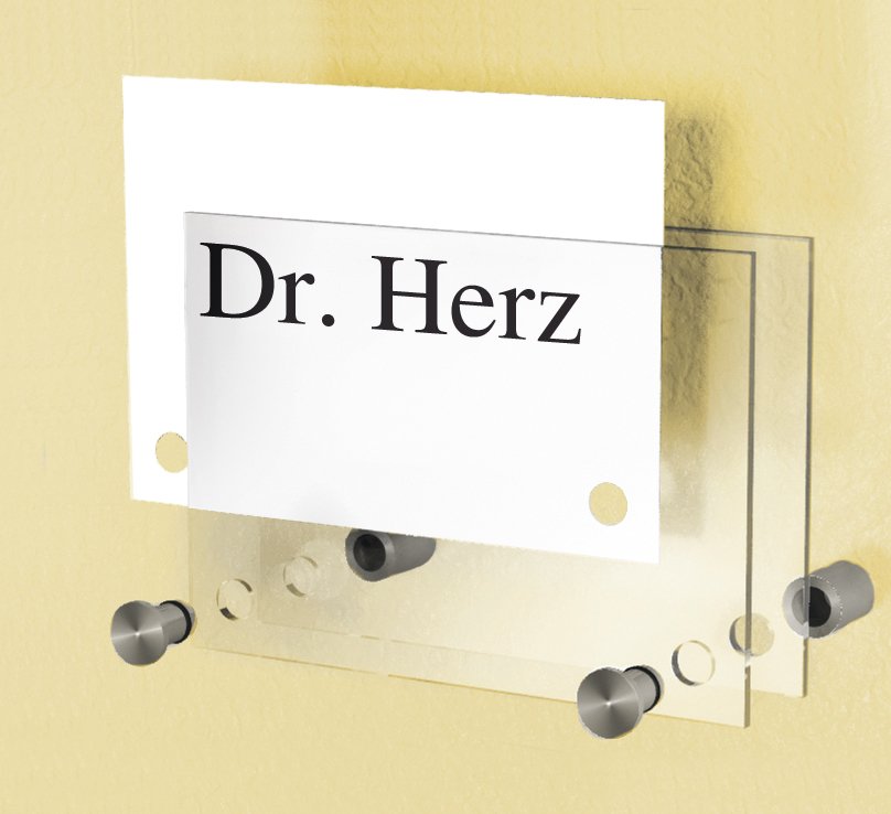 hochwertiges Türschild zwei Acrylglasscheiben