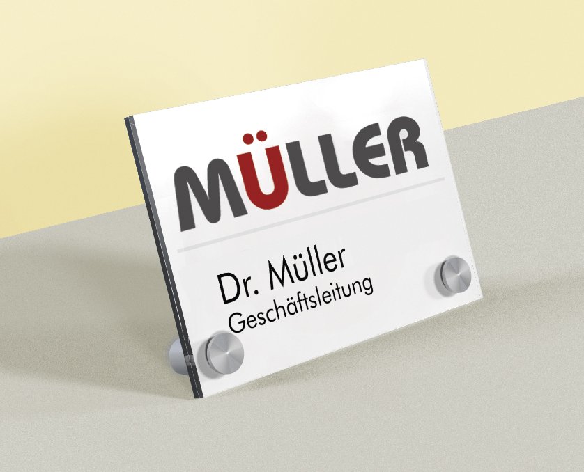 Acrylglas-Türschild auch Tischschild geeignet