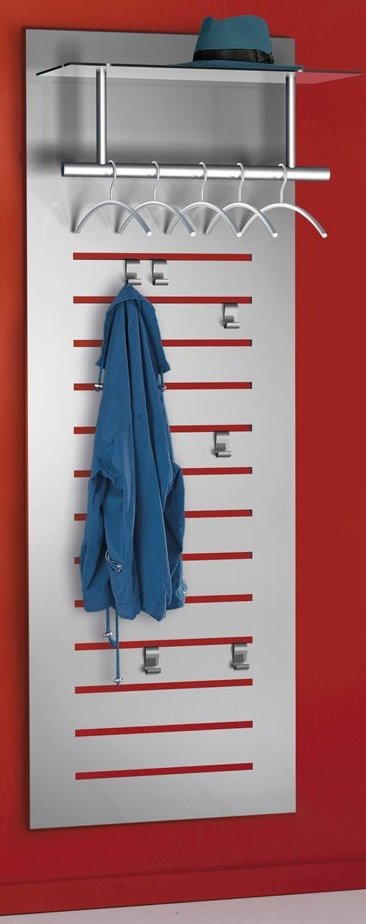 moderne Stahl-Wandgarderobe mit Hutablage