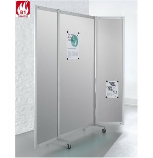 mobile Aushangstellwand mit ausfahrbaren Faltarmen