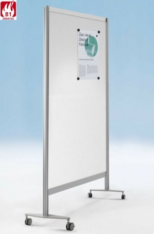 mobile Aushang-Stellwand mit Laufrollen 