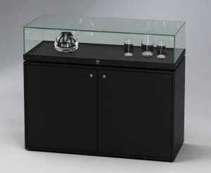 Thekenvitrine rahmenlose Glashaube arretierbare Gasdruckfedernöffnung abschließbar
