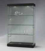 rahmenlose Schrankvitrine mit LED-Deckenspots