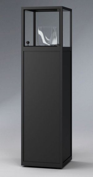 stabile günstige Exponat-Sockelvitrine mit Glashaube Sicherheitsglas