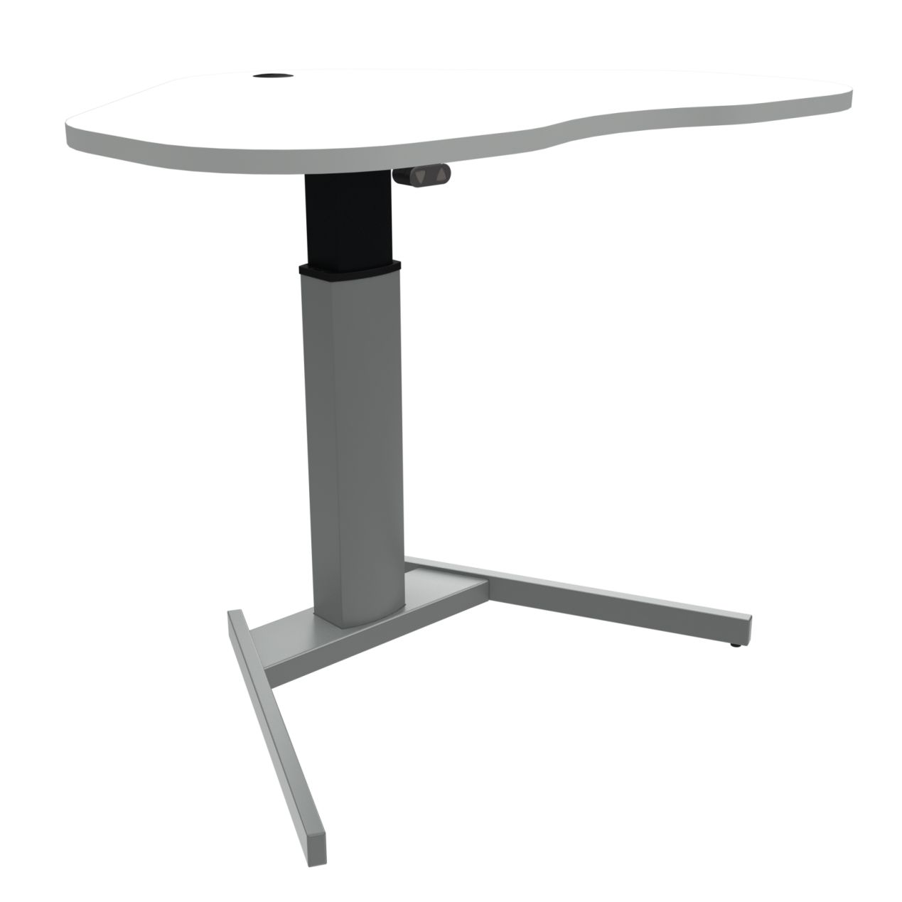 einsäuliger Sitz-Stehschreibtisch ergonomisch geformte Tischplatte mit Kabeldurchlass