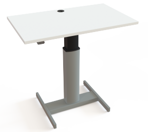 Sitz- u. Stehschreibtisch als robuster S&auml;ulentisch Arbeitsh&ouml;he: 68 - 120 cm