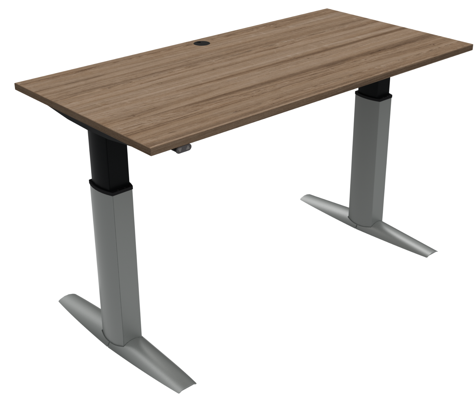 Massiver Sitz-Stehschreibtisch 160 x 80 cm Kabeldurchlass Tischhöhe bis 120 cm