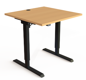 kleiner Homeoffice-Stehschreibtisch 100 x 80 cm schwarzes Stahlgestell