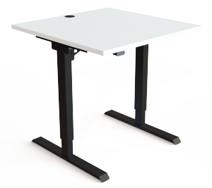 kleiner Sitz-Stehschreibtisch schwarzes Tischgestell