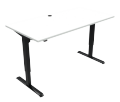Sitz-Stehschreibtisch weiße Tischplatte schwarzes Gestell